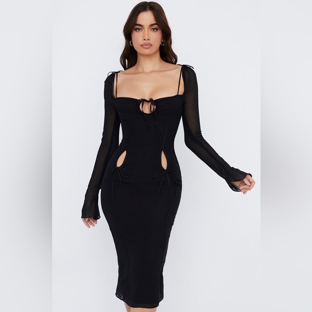 NWT House of CB Ophelia Black Cut Out Midi Dress Size Small Bigger Cup